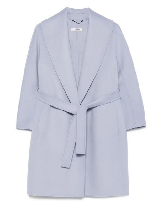 Max Mara Blue Belted Wrap Coat