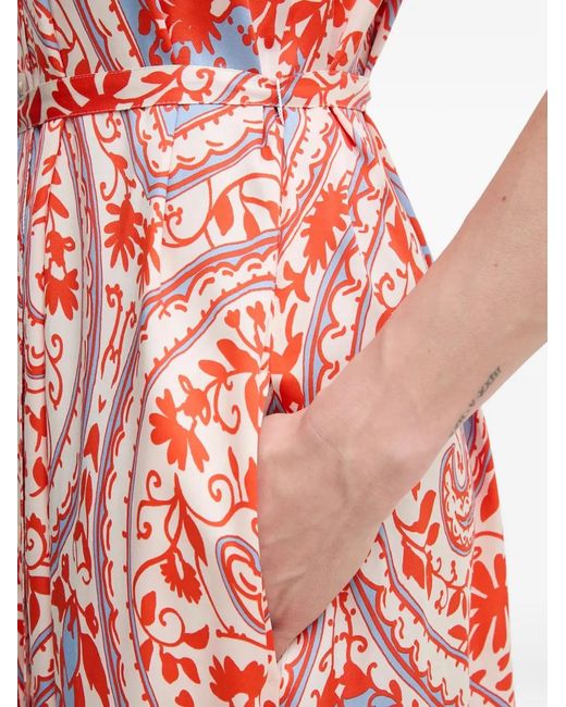 MARC AUREL Pink Collar Floral-Print Maxi Dress