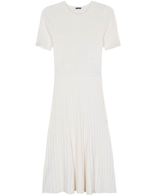 Joseph Satiny Knitted Midi Dress White