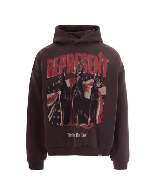 Represent Red Graphic Hooded Sweatshirt for men