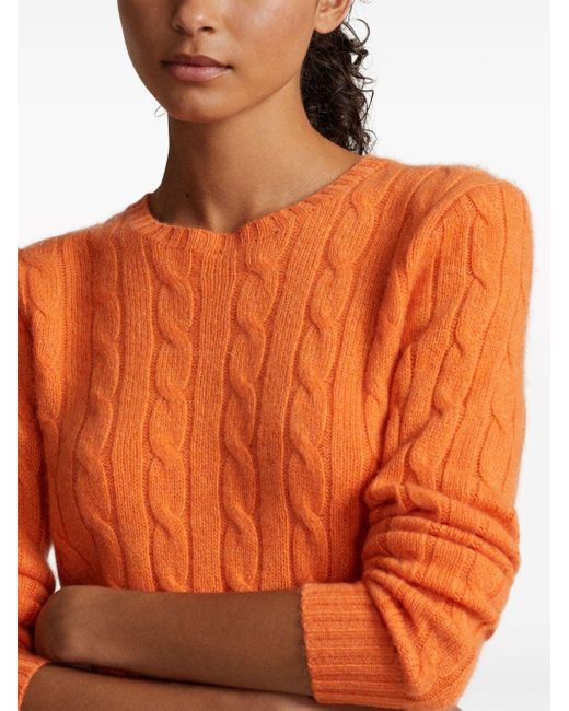 Polo Ralph Lauren Orange Cable-knit Cashmere Jumper