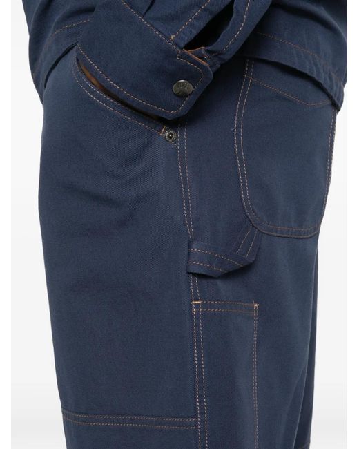 Moncler Blue Contrast-Stitching Cargo Shorts for men