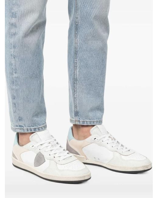 Philippe Model White Leather Panel Sneakers for men