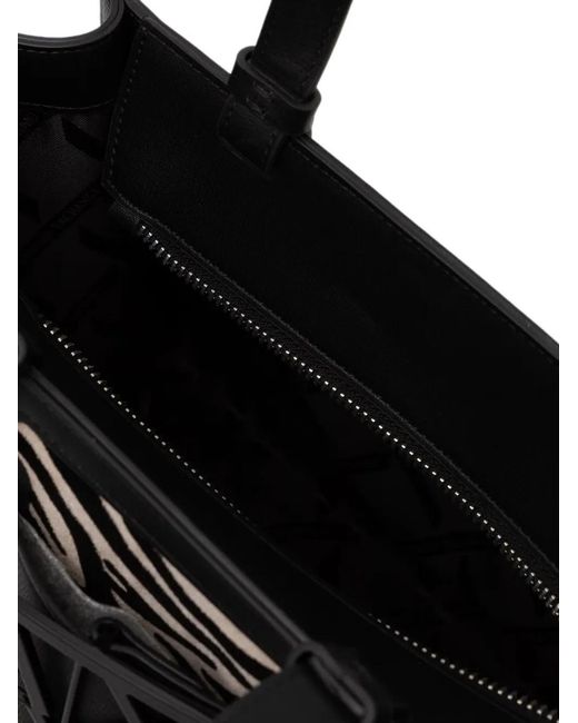 ARMANI EXCHANGE Black Animal-Print Logo-Plaque Tote Bag