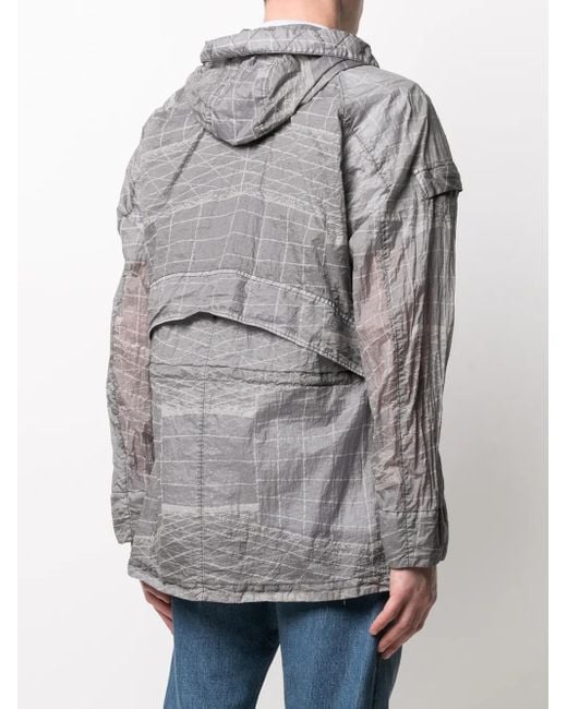 Stone Island Gray Abstract-Print Hooded Lightweight Jacket for men