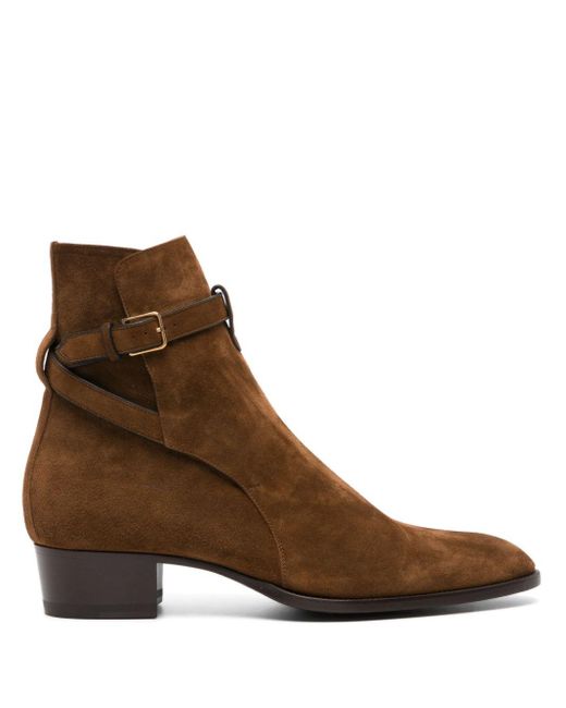 Saint Laurent Brown Wyatt 4Mm Suede Ankle Boots for men