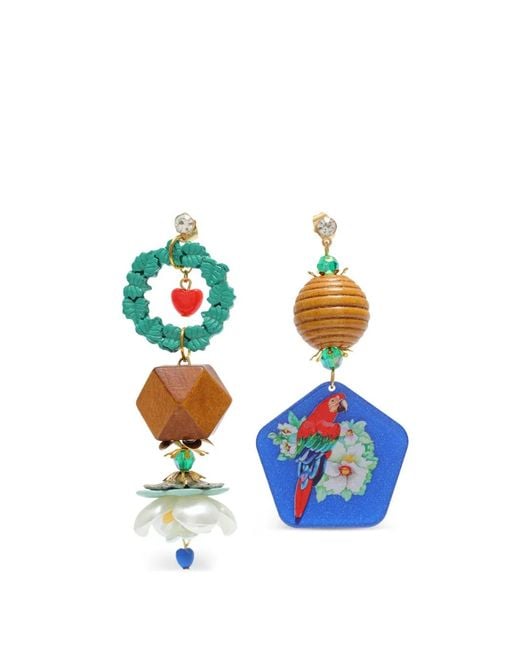 Amir Slama Blue Parrot-Motif Earrings