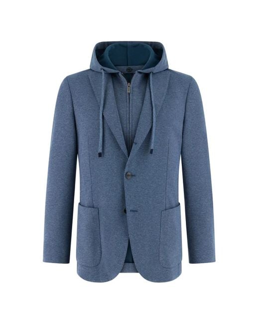 Boggi Blue Blazer Madison À Capuche Détachable for men