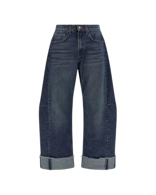 B Sides Blue Relaxed Cuffed Lasso Cotton Jeans