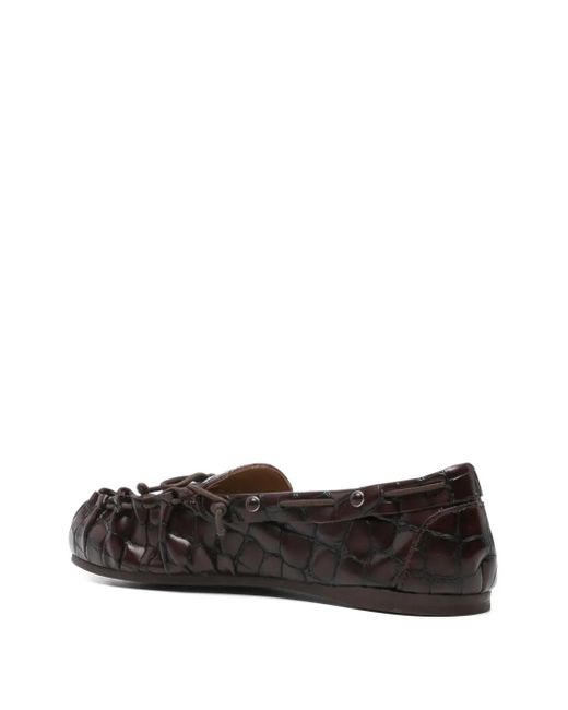 P.A.R.O.S.H. Gray Crocodile-Effect Loafers