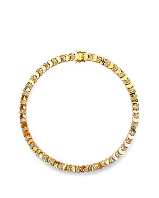 Lady D World Metallic Lunar Glow Crystal-Embellished Crescent-Link Necklace