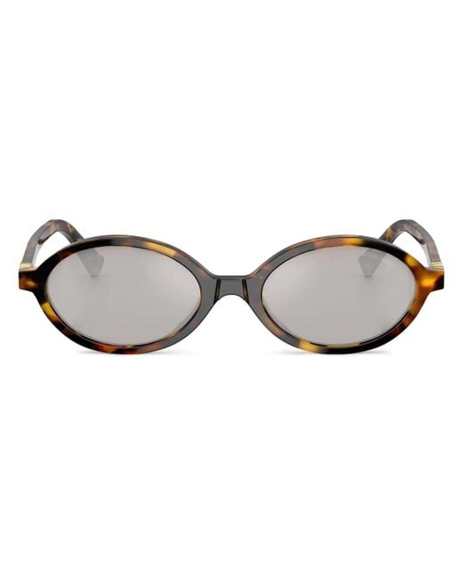 Miu Miu Brown Logo-Lettering Sunglasses
