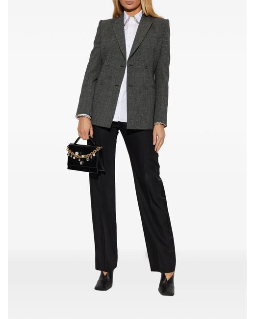 McQueen Black Veste En Laine À Boutonnière Croisée
