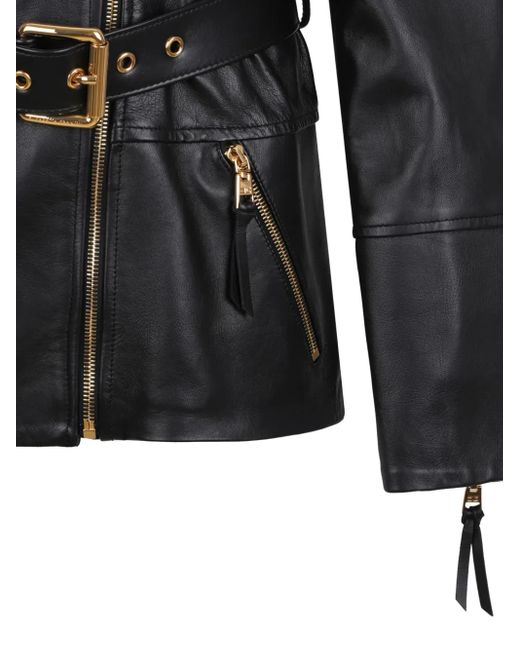 Elisabetta Franchi ベルテッド レザージャケット Black