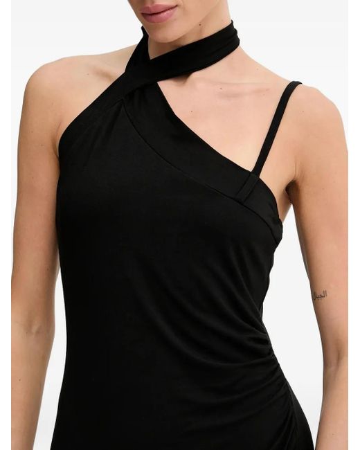 Vestido midi con cuello asimétrico Liu Jo de color Black