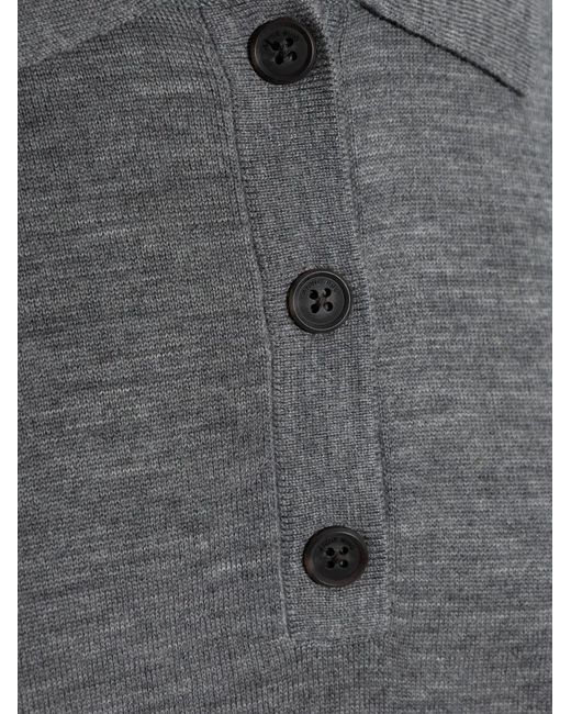 Anine Bing Gray Buttoned Polo Top