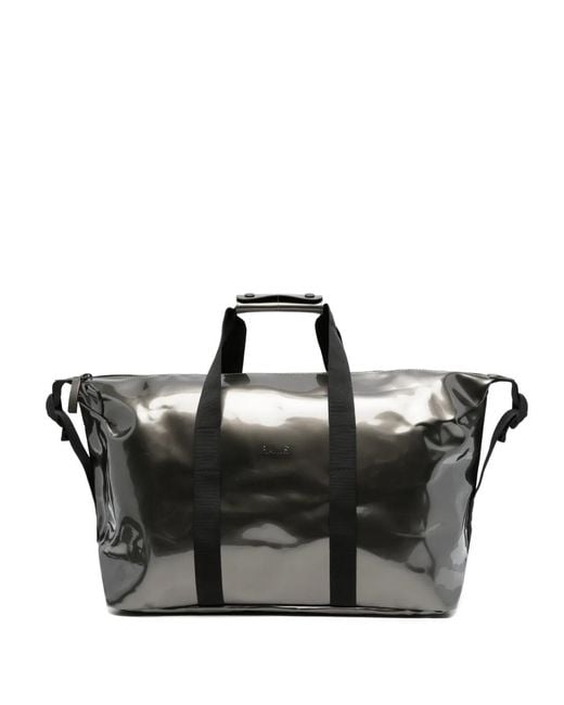 Rains Black Hilo Glossy-Finish Holdall Bag