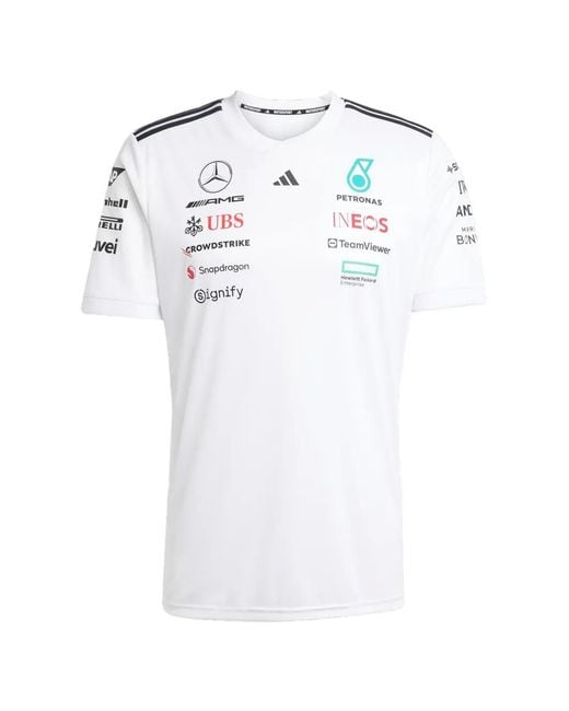 Adidas White Amg Petronas Formula One Team T-Shirt for men