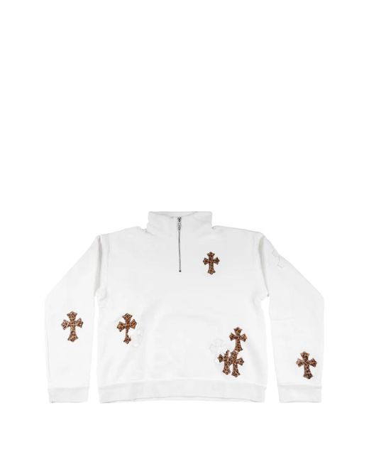 Chrome Hearts White Leopard-Print Cross Patch Sweatshirt for men