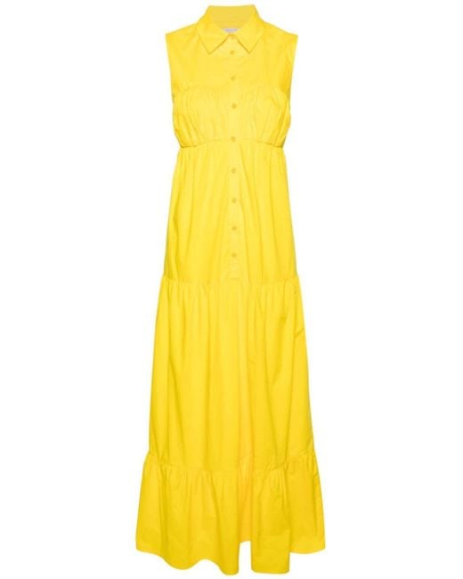 Patrizia Pepe Yellow Sleeveless Maxi Shirt Dress