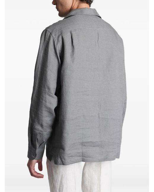 Lardini Gray Chest-Pocket Long-Sleeve Polo Shirt for men