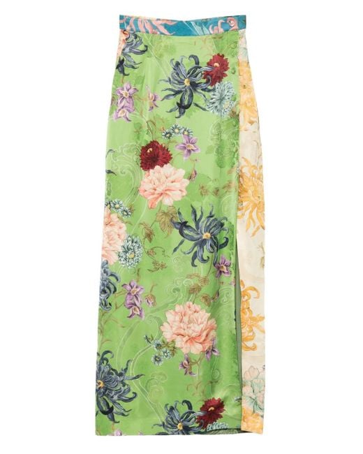 Falda larga Avery con estampado floral ALÉMAIS de color Green
