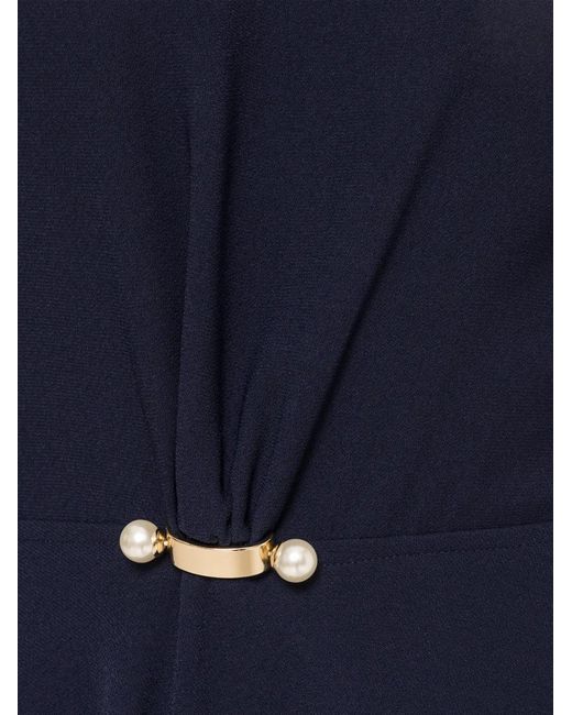 Nissa Blue Pearl Detail Midi Dress