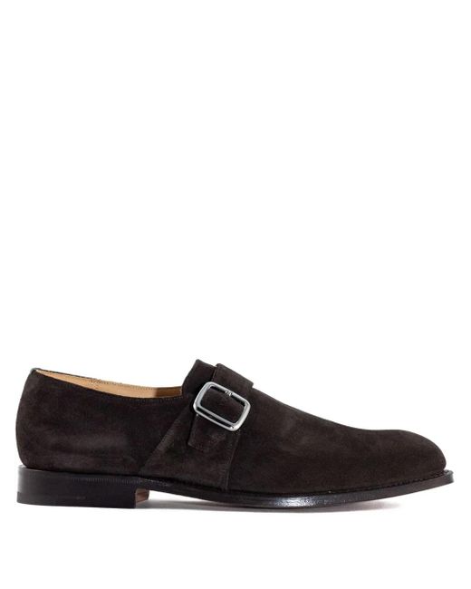 Church's Black Single-Buckle Suede Monk Shoes for men