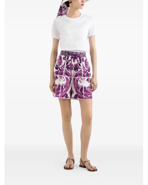 Dolce & Gabbana Purple Patterned Shorts