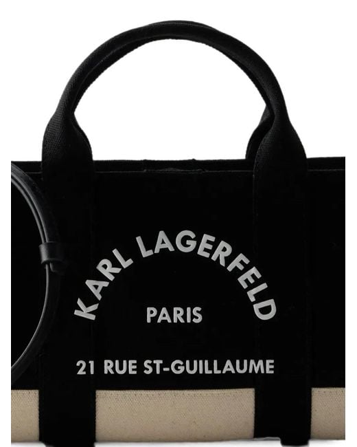 Karl Lagerfeld Black Rue St-Guillaume Logo-Print Tote Bag