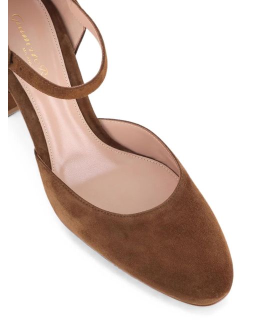 Gianvito Rossi Brown Suede Block-Heel Pumps