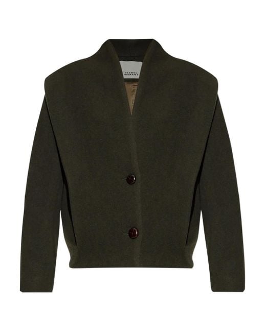 Isabel Marant Green Mantel mit Schulterpolstern