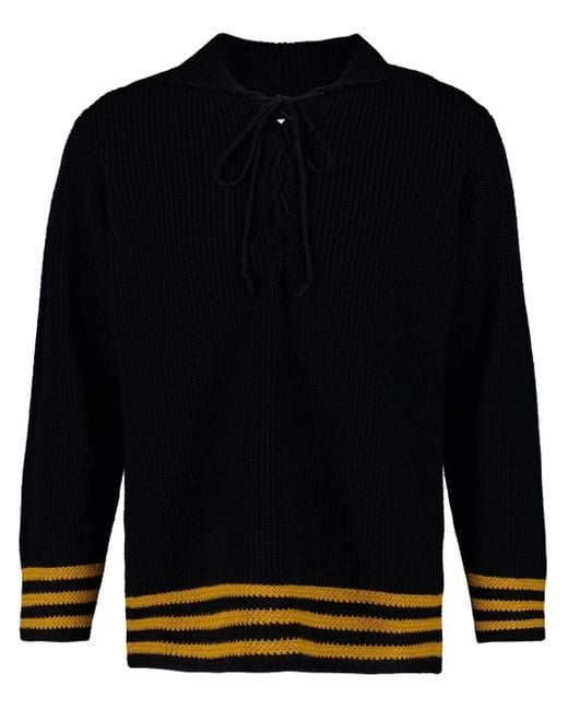 Bode Black Striped Sweater for men