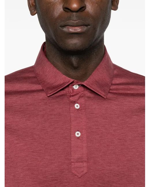 Brunello Cucinelli Pink Silk And Cotton Polo Shirt for men