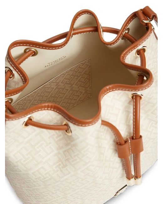 Tommy Hilfiger Natural Th Monoplay Monogram-Pattern Bucket Bag