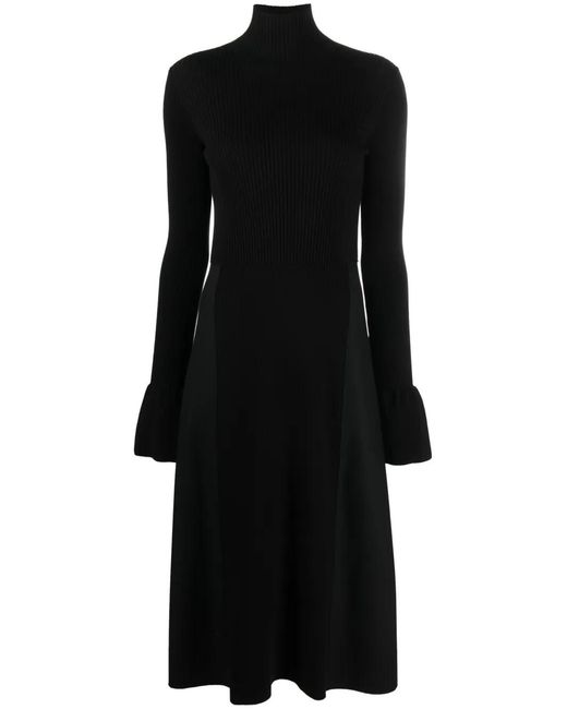 Joseph Black Mixed Media Duperre Midi Dress