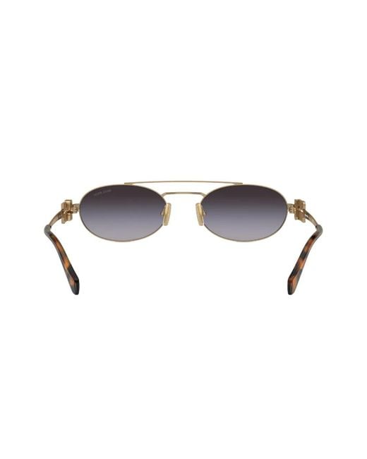 Miu Miu Brown Logo-Lettering Oval-Frame Sunglasses