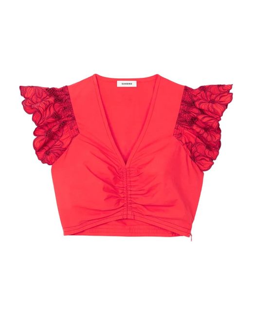 Sandro ラッフルタンクトップ Red