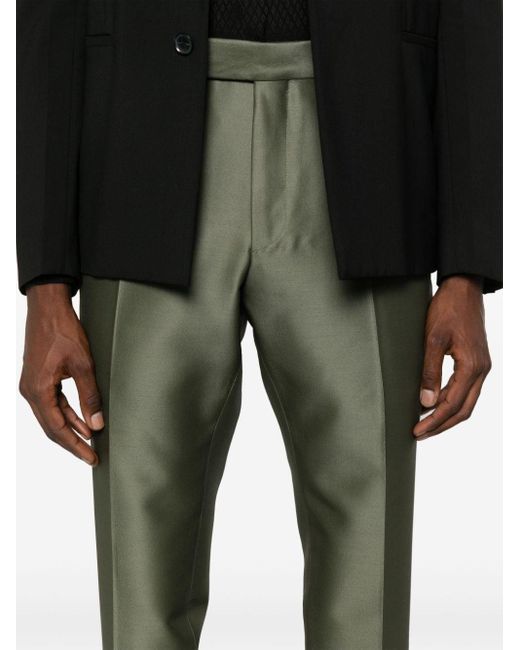 Tom Ford Green Pressed-crease Tapered Chinos for men