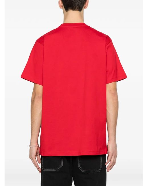 Moschino Red Printed Organic Cotton Jersey T-Shirt for men