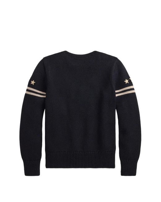 RRL Blue Skull-Patch Star-Embroidered Sweater for men