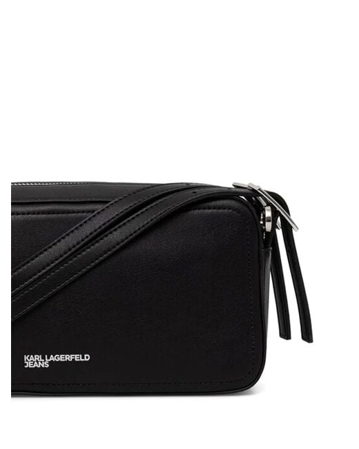 Karl Lagerfeld Black Logo-Plaque Tote Bag