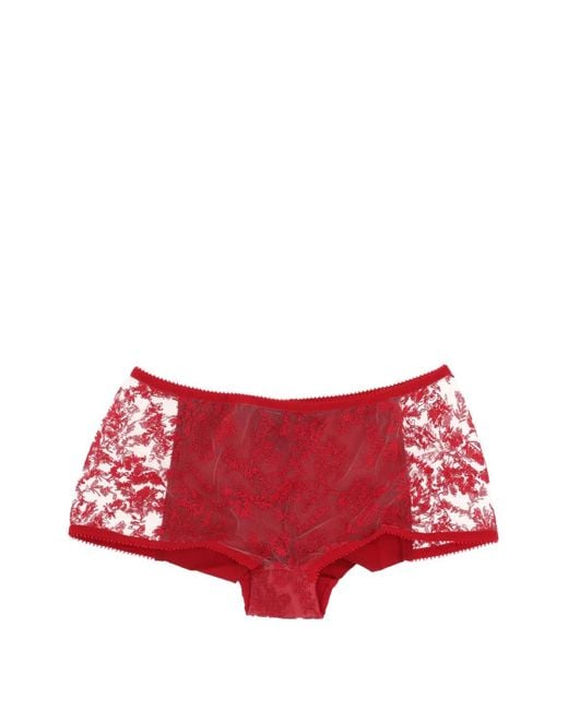 La Perla Red Floral-Lace Brief