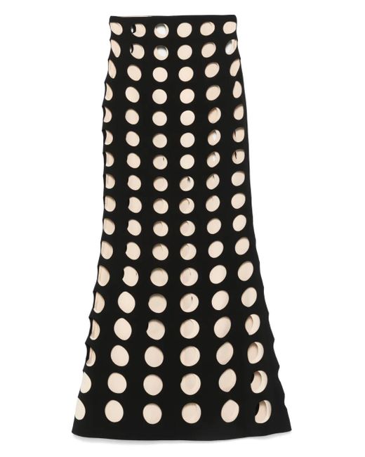 A.W.A.K.E. MODE Layered-holes Maxi Skirt Black