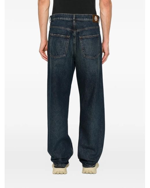 Moncler Blue Logo-Patch Jeans for men