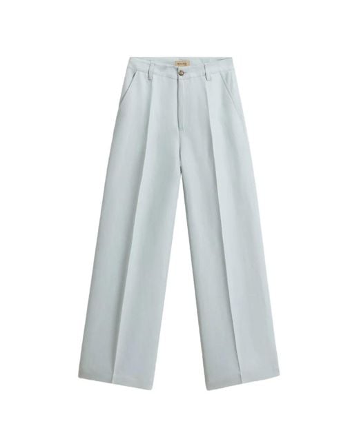 Woolrich Blue Belt-Loops Crease Straight Trousers