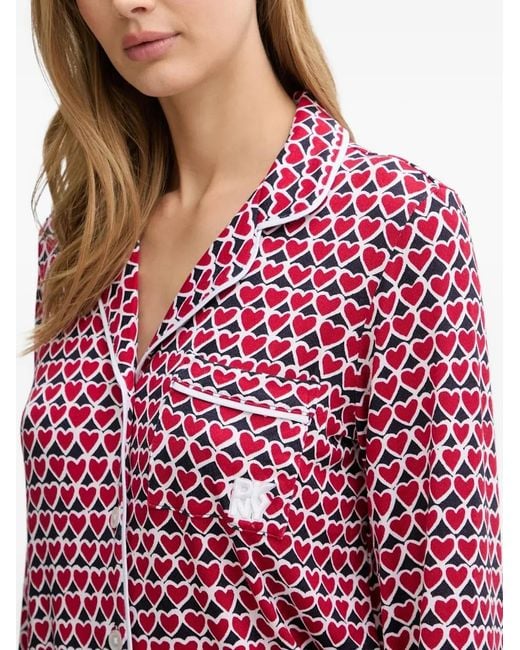 DKNY Red Heart-Print Pyjama Set
