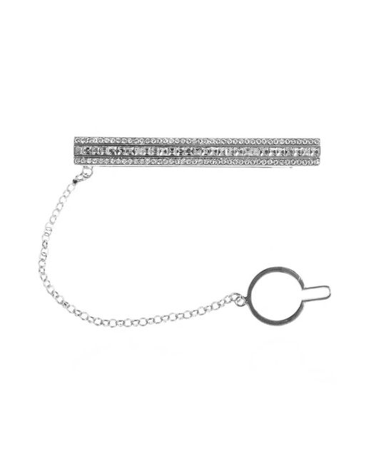 Dolce & Gabbana White Crystal-Embellished Chain-Link Tie Clip for men