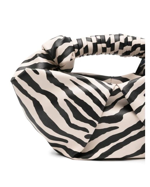 Simon Miller White Zebra-Print Knotted Bucket Bag