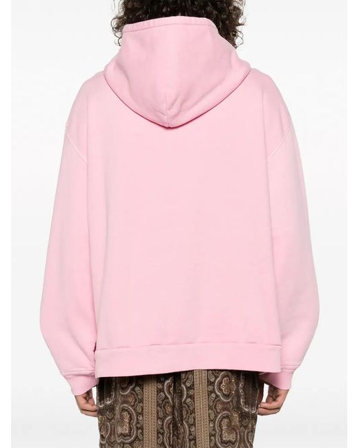 Nanushka Pink Logo-Embroidered Cotton Hoodie